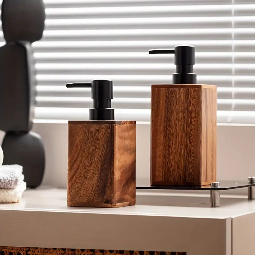 Hom & Ember – Elegant Walnut Soap and Lotion Dispenser for a Refined Touch with Timeless Style - Hom & Ember