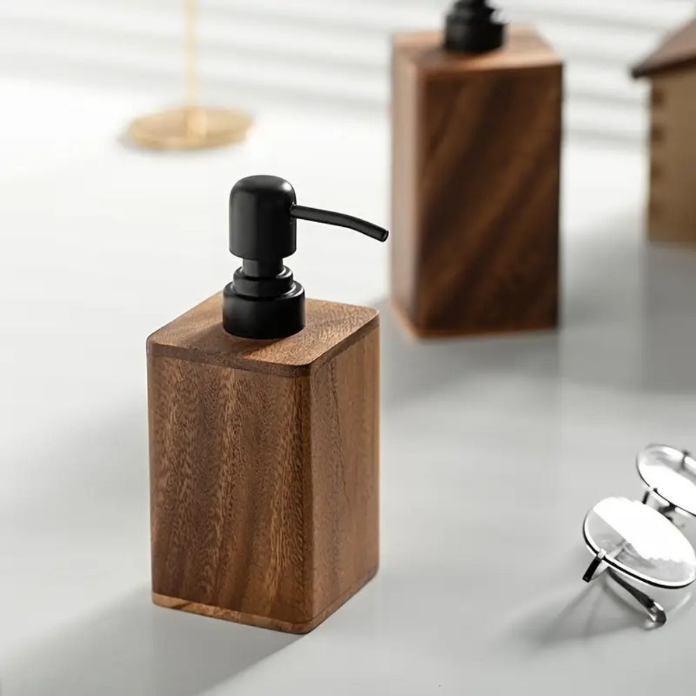 Hom & Ember – Elegant Walnut Soap and Lotion Dispenser for a Refined Touch with Timeless Style - Hom & Ember