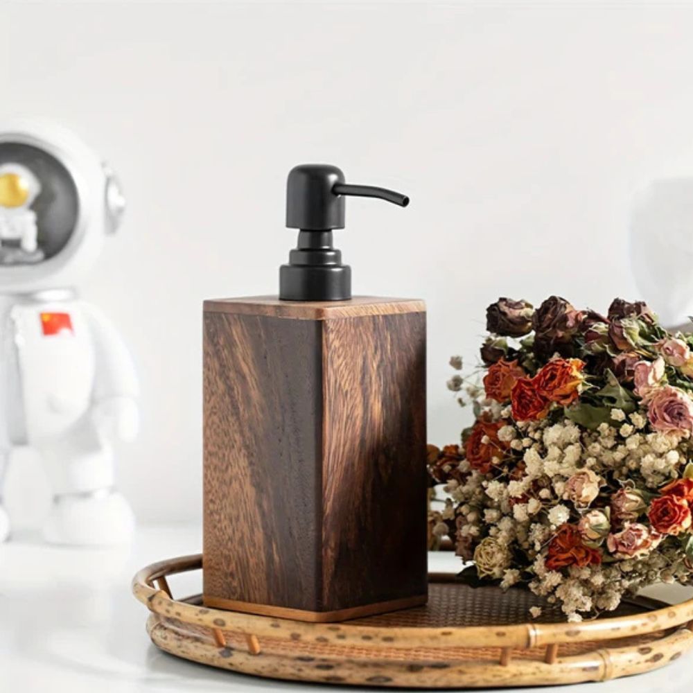 Hom & Ember – Elegant Walnut Soap and Lotion Dispenser for a Refined Touch with Timeless Style - Hom & Ember