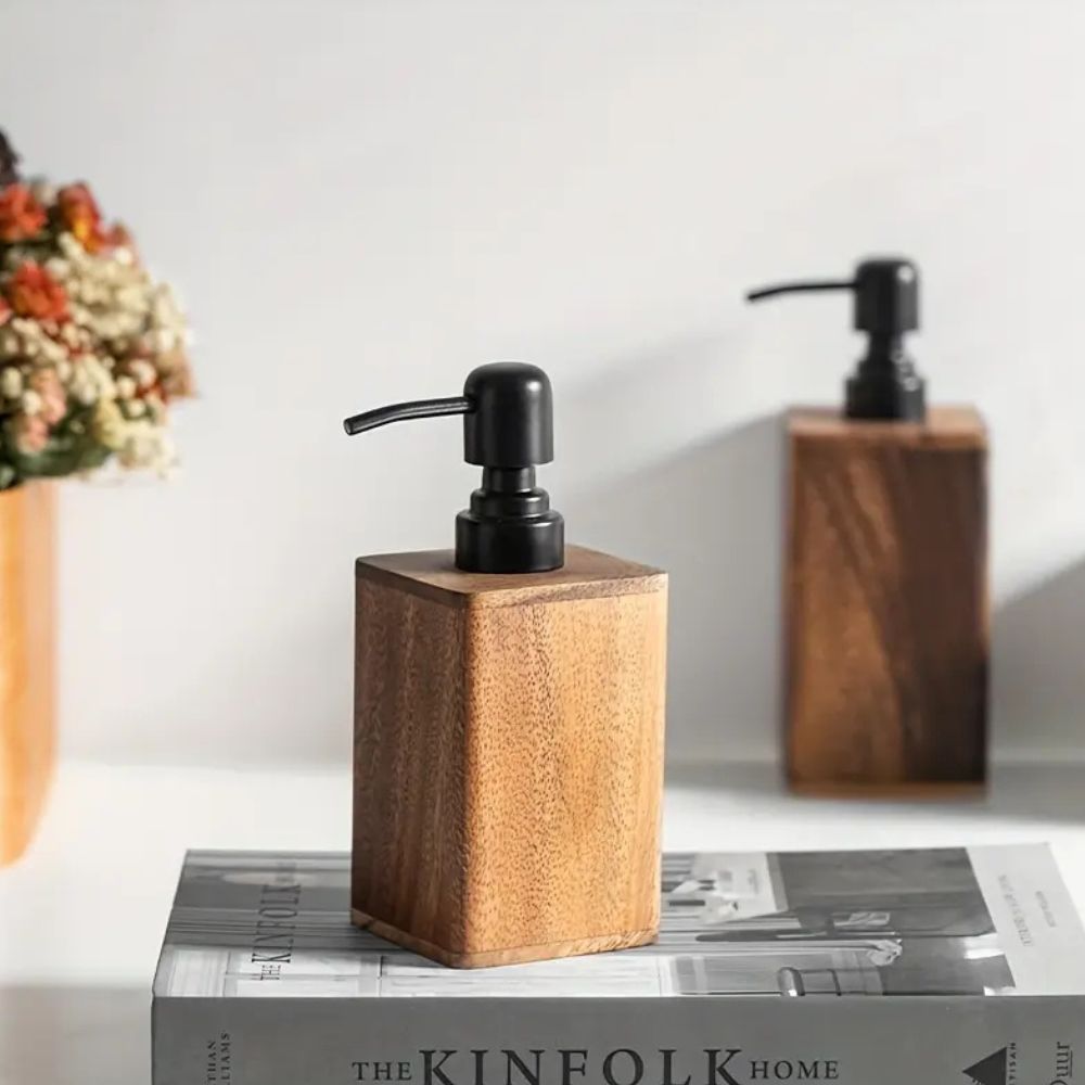 Hom & Ember – Elegant Walnut Soap and Lotion Dispenser for a Refined Touch with Timeless Style - Hom & Ember