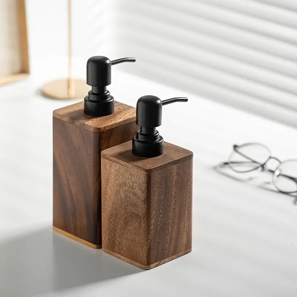Hom & Ember – Elegant Walnut Soap and Lotion Dispenser for a Refined Touch with Timeless Style - Hom & Ember