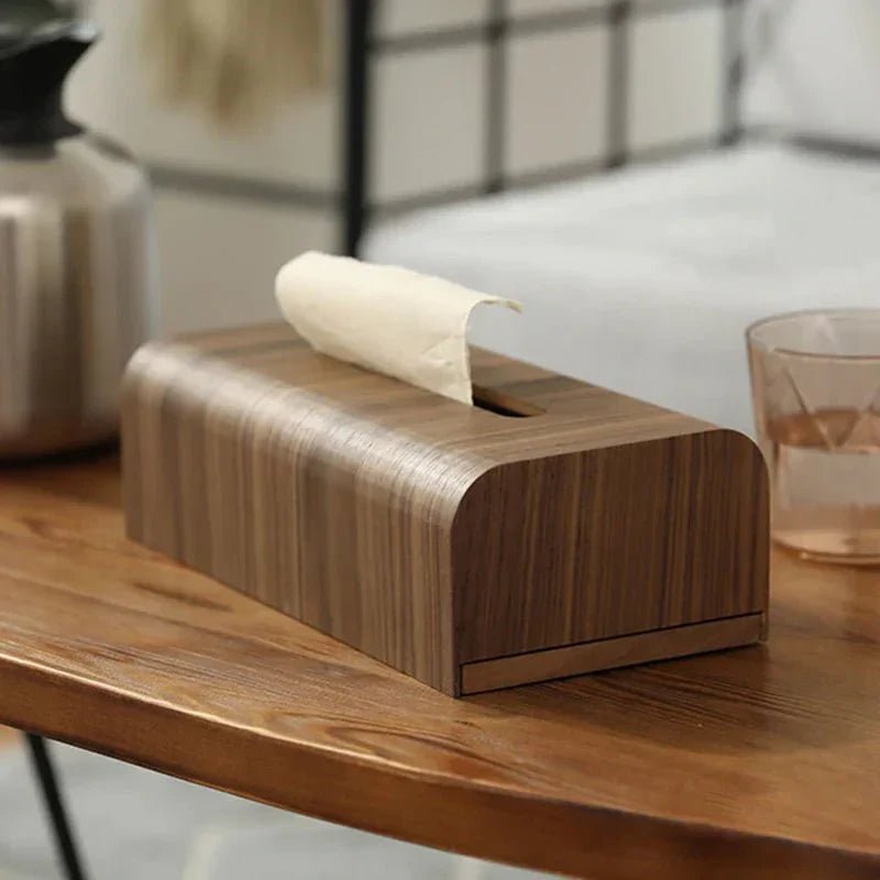 Hom & Ember – Elegant Walnut Wood Tissue Box for a Touch of Sophistication - Hom & Ember