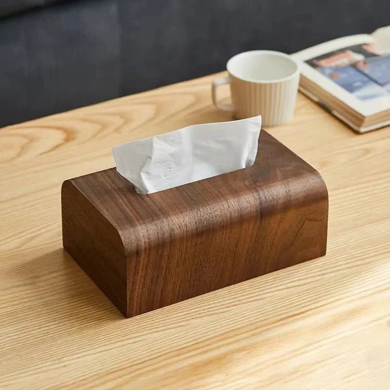 Hom & Ember – Elegant Walnut Wood Tissue Box for a Touch of Sophistication - Hom & Ember