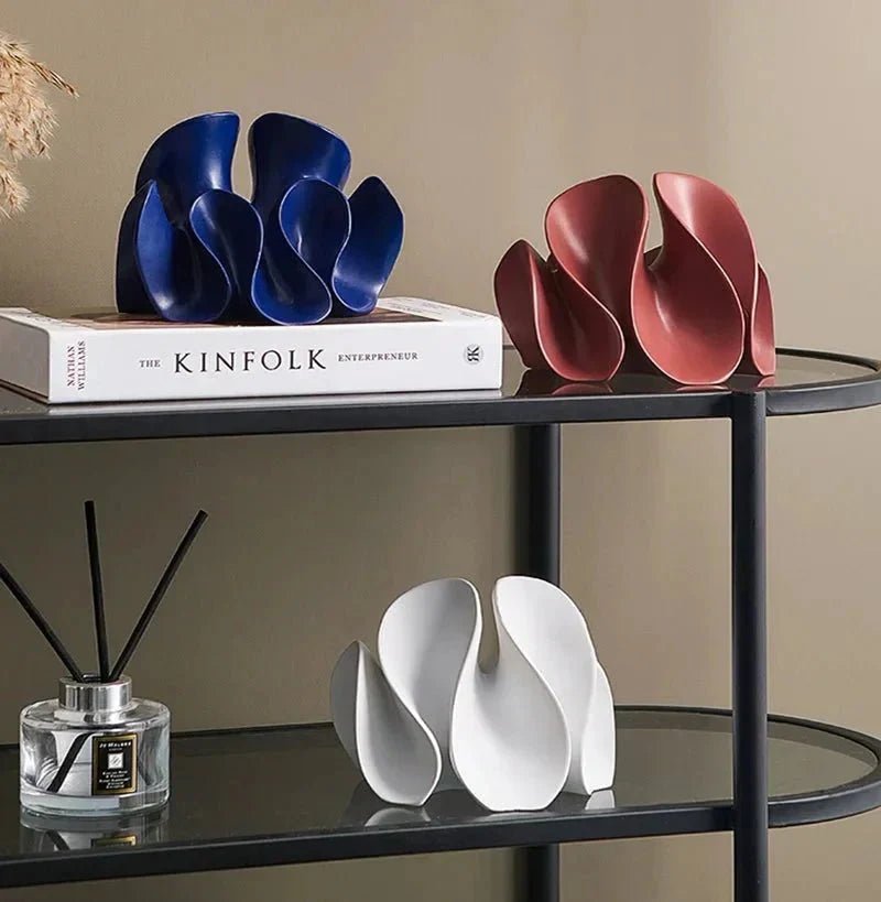 Hom & Ember – Elegant Wave Bloom Sculpture in Matte Glazed Finish for a Timeless Serenity - Hom & Ember