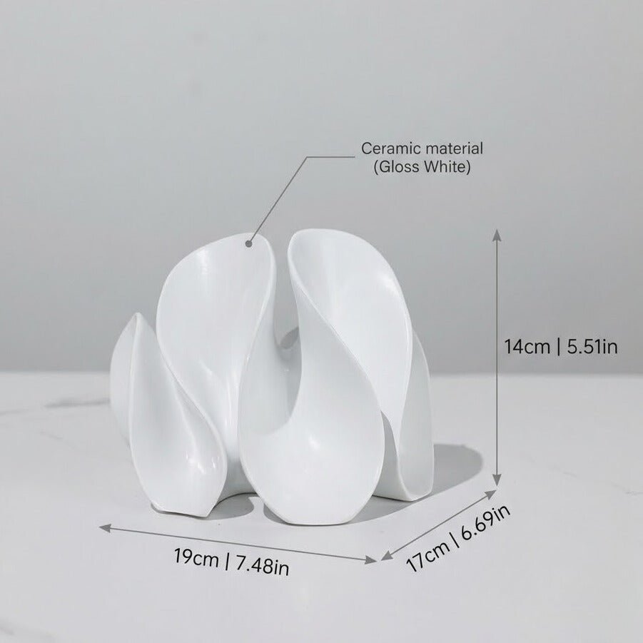 Hom & Ember – Elegant Wave Bloom Sculpture in Matte Glazed Finish for a Timeless Serenity - Hom & Ember