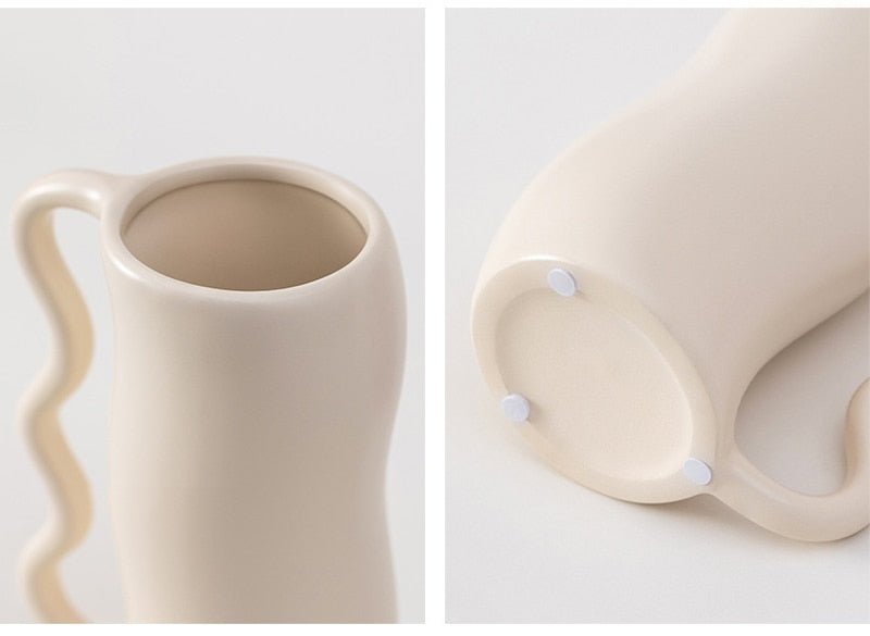 Hom & Ember – Elegant Wavy Ceramic Vase in Soft Pastel Hues for a Serene Ambiance - Hom & Ember