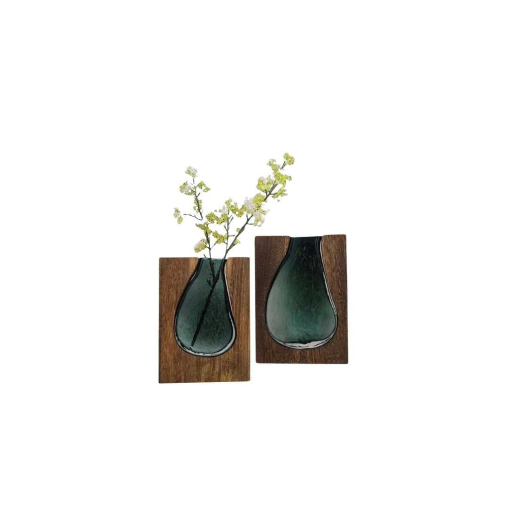Hom & Ember – Elegant Wooden and Glass Vase for a Serene Living Space with Elegance - Hom & Ember