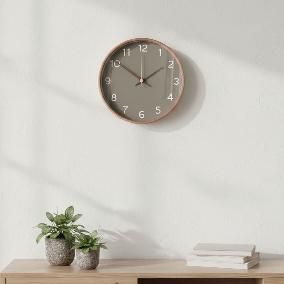 Hom & Ember – Elegant Wooden and Glass Wall Clock for a Serene Ambiance - Hom & Ember