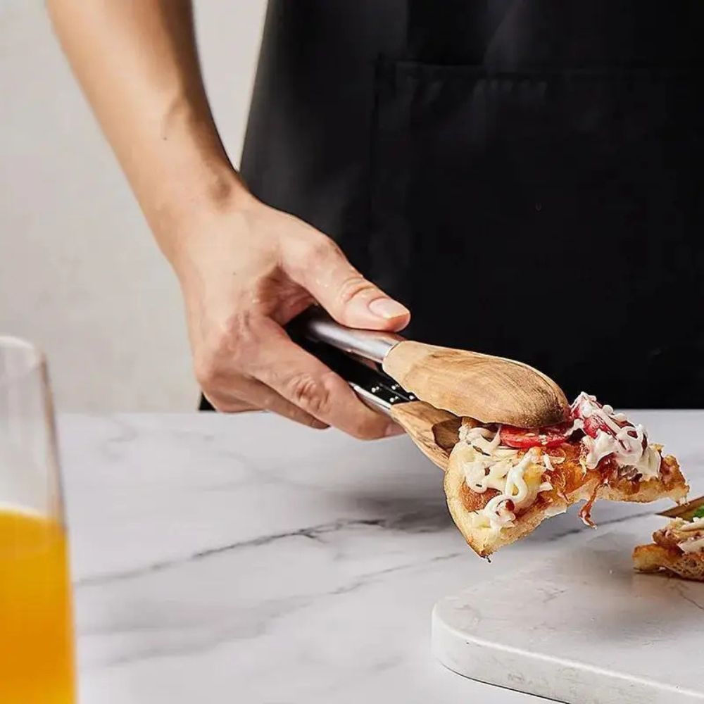 Hom & Ember – Elegant Wooden and Steel Tongs Set for a Refined Culinary Experience - Hom & Ember