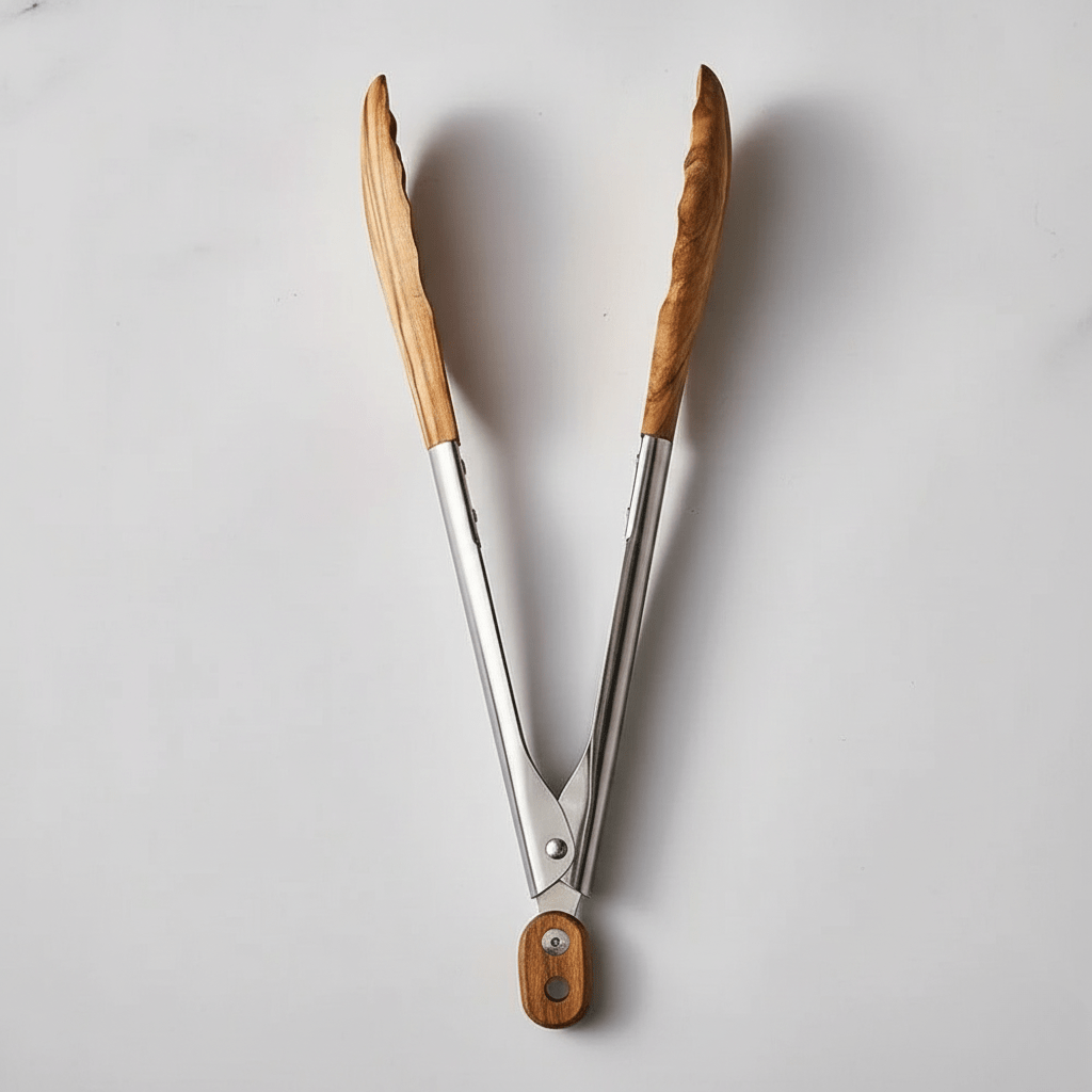 Hom & Ember – Elegant Wooden and Steel Tongs Set for a Refined Culinary Experience - Hom & Ember