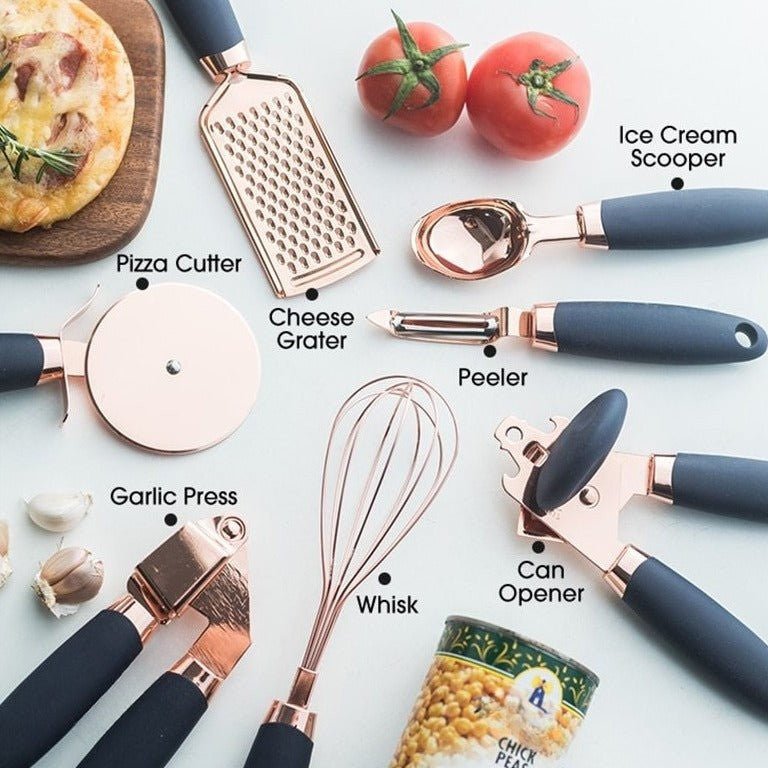 Hom & Ember – Exquisite 7 - Piece Rose Gold Kitchen Tools Collection for a Stylish and Functional Aesthetics - Hom & Ember