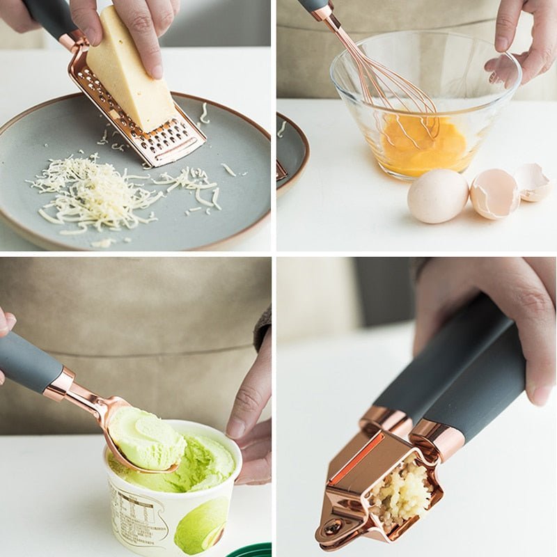 Hom & Ember – Exquisite 7 - Piece Rose Gold Kitchen Tools Collection for a Stylish and Functional Aesthetics - Hom & Ember