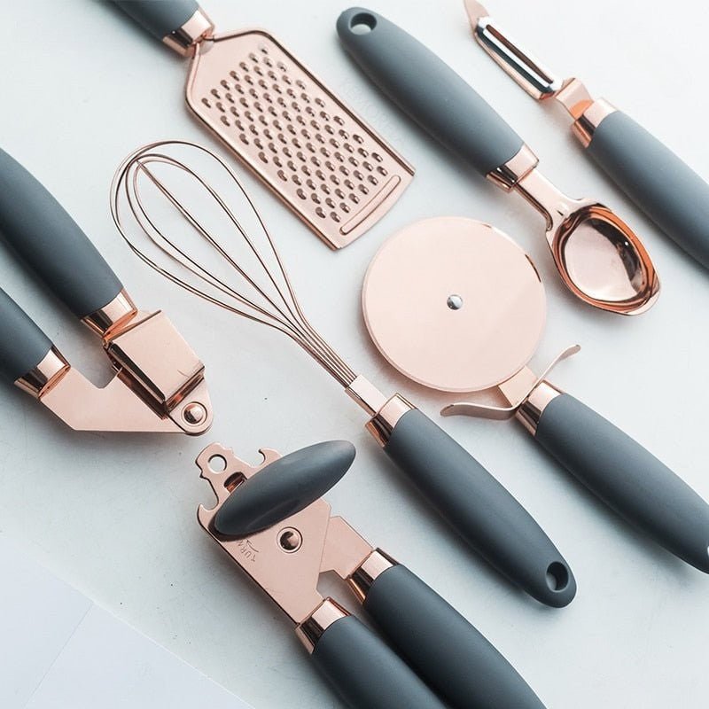 Hom & Ember – Exquisite 7 - Piece Rose Gold Kitchen Tools Collection for a Stylish and Functional Aesthetics - Hom & Ember