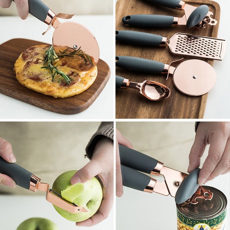 Hom & Ember – Exquisite 7 - Piece Rose Gold Kitchen Tools Collection for a Stylish and Functional Aesthetics - Hom & Ember