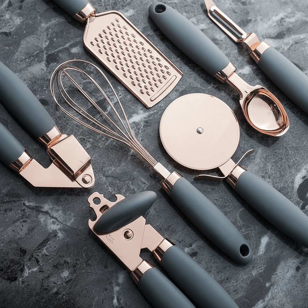 Hom & Ember – Exquisite 7 - Piece Rose Gold Kitchen Tools Collection for a Stylish and Functional Aesthetics - Hom & Ember