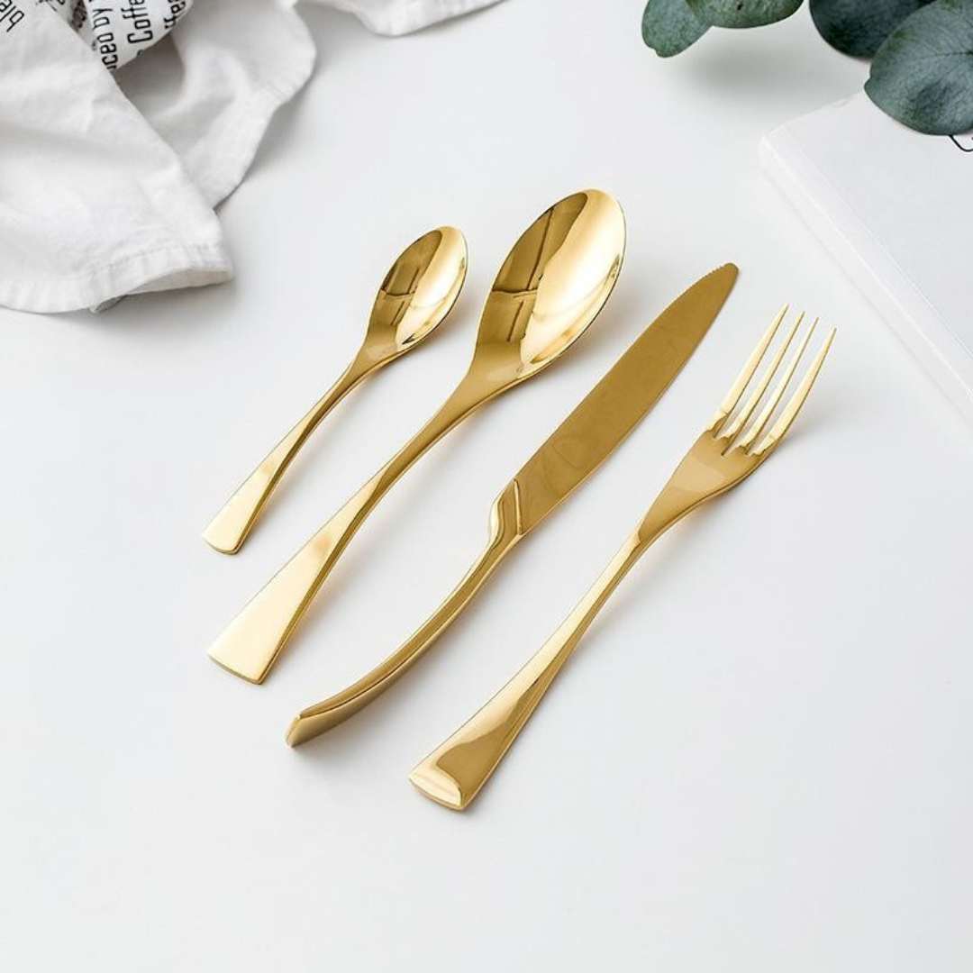 Hom & Ember – Exquisite Gold - Plated Cutlery Set for a Refined Elegance and Sophisticated Dining Experiences - Hom & Ember