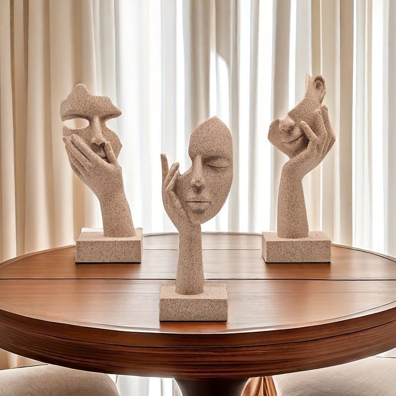 Hom & Ember – Exquisite Set of Artistic Decorative Masks in Neutral Shades for a Stylish Space and Refined Atmosphere - Hom & Ember