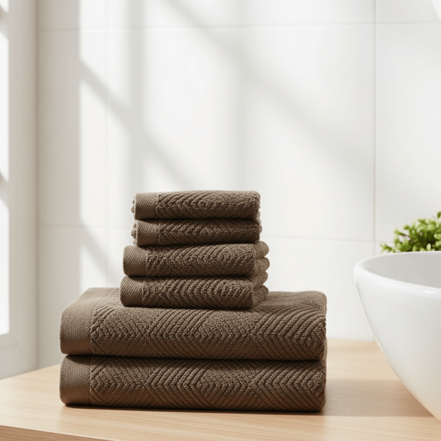 Hom & Ember – Exquisite Z - Pattern Towel Set in Soft Cotton for a Serene Ambiance - Hom & Ember
