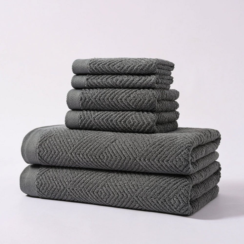 Hom & Ember – Exquisite Z - Pattern Towel Set in Soft Cotton for a Serene Ambiance - Hom & Ember