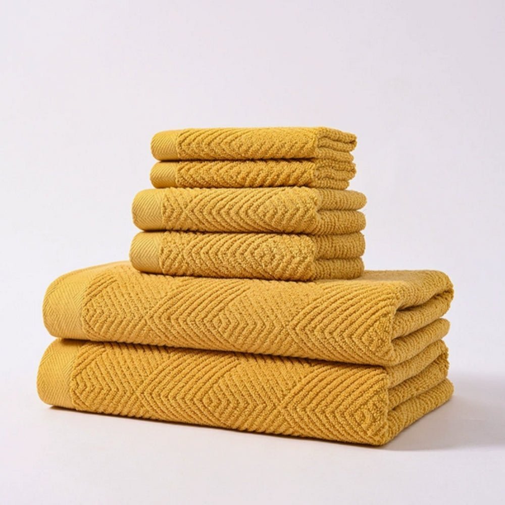 Hom & Ember – Exquisite Z - Pattern Towel Set in Soft Cotton for a Serene Ambiance - Hom & Ember