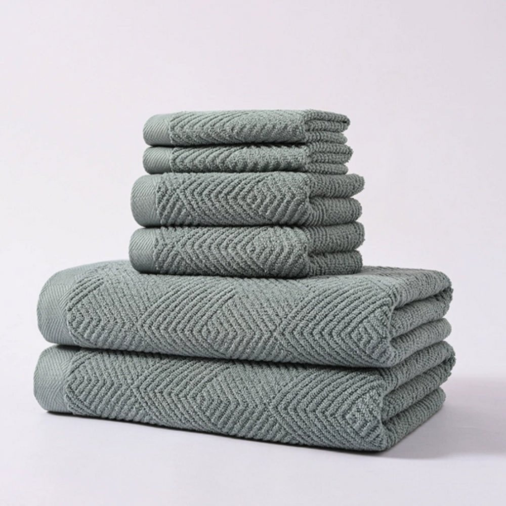 Hom & Ember – Exquisite Z - Pattern Towel Set in Soft Cotton for a Serene Ambiance - Hom & Ember