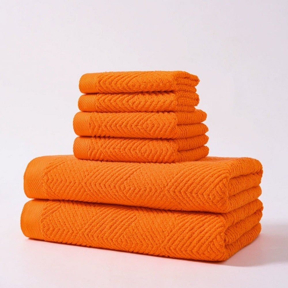 Hom & Ember – Exquisite Z - Pattern Towel Set in Soft Cotton for a Serene Ambiance - Hom & Ember