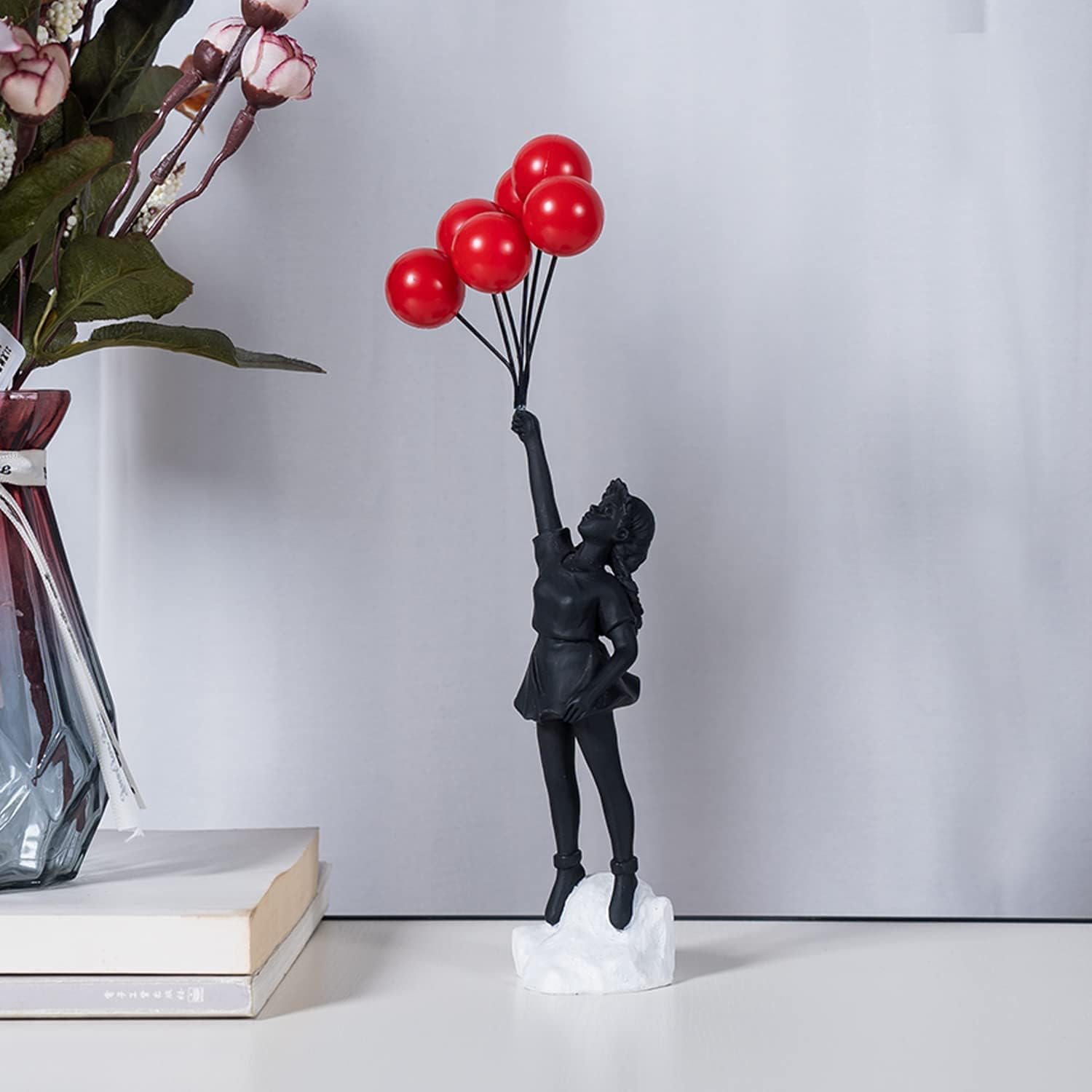 Hom & Ember – Fly Away Balloon Girl Sculpture for a Whimsical Touch - Hom & Ember