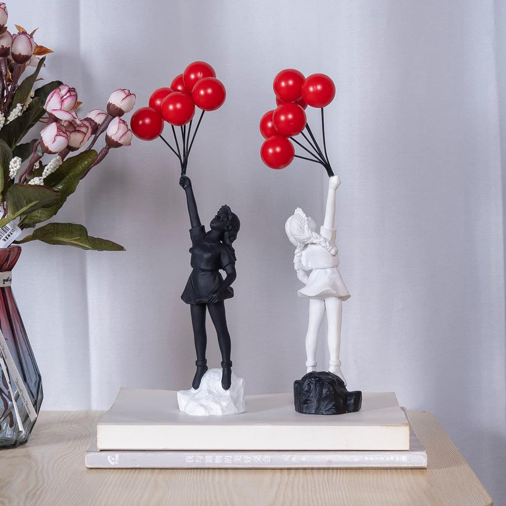 Hom & Ember – Fly Away Balloon Girl Sculpture for a Whimsical Touch - Hom & Ember