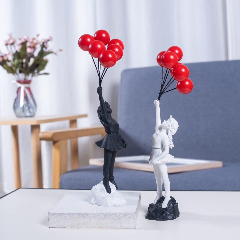Hom & Ember – Fly Away Balloon Girl Sculpture for a Whimsical Touch - Hom & Ember