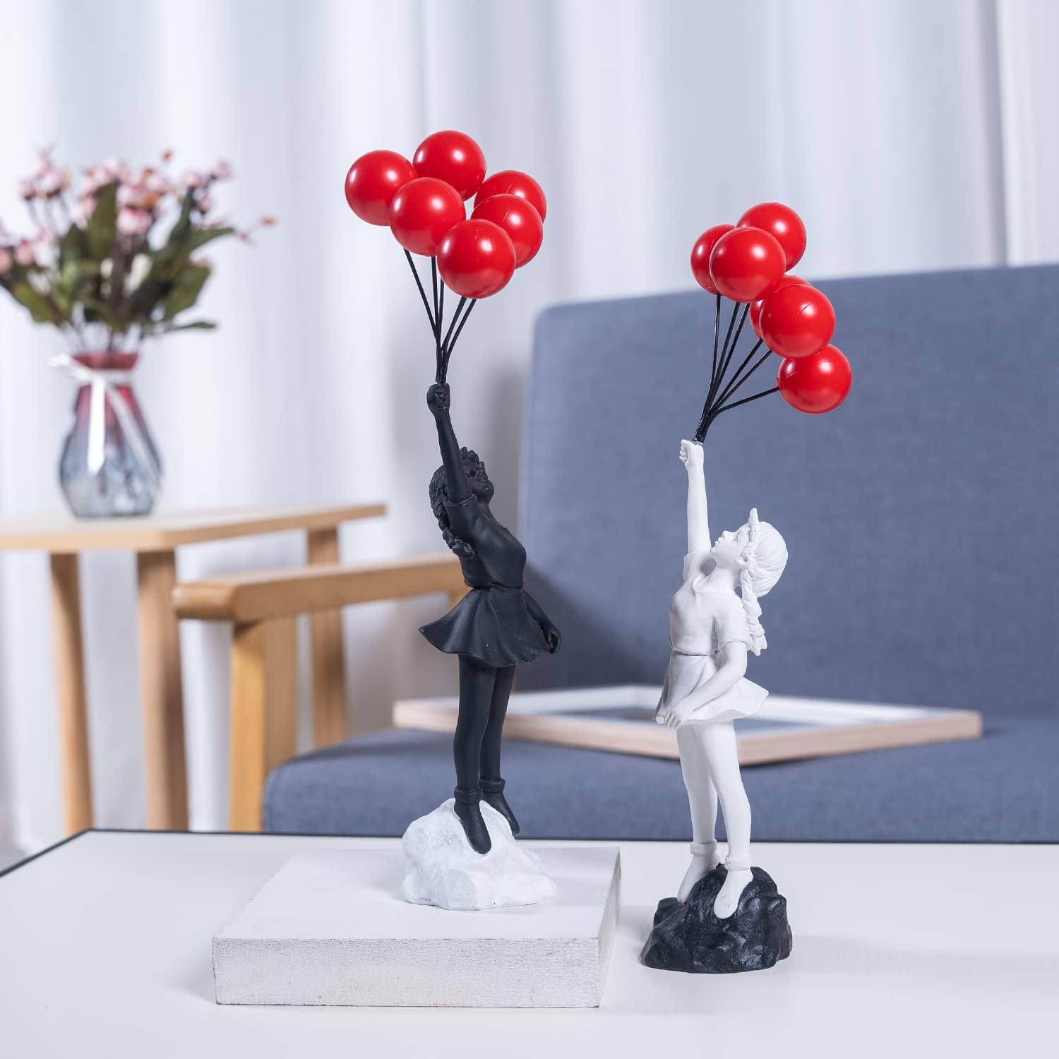 Hom & Ember – Fly Away Balloon Girl Sculpture for a Whimsical Touch - Hom & Ember