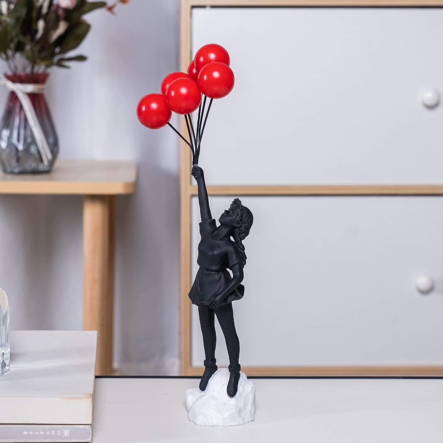 Hom & Ember – Fly Away Balloon Girl Sculpture for a Whimsical Touch - Hom & Ember