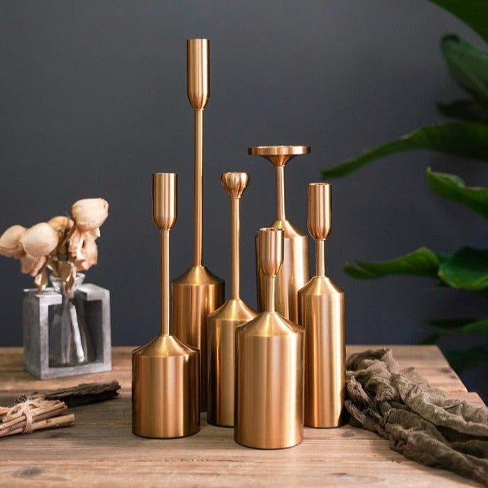 Hom & Ember – Golden Bloom Candle Holders - Hom & Ember