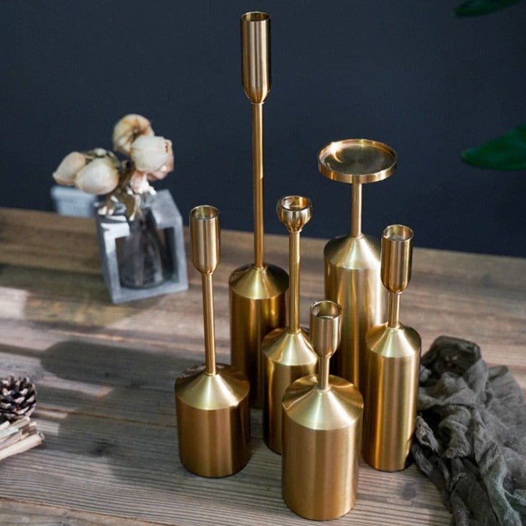 Hom & Ember – Golden Bloom Candle Holders - Hom & Ember