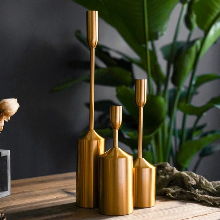Hom & Ember – Golden Bloom Candle Holders - Hom & Ember