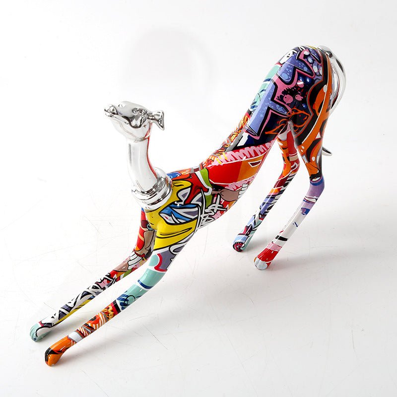 Hom & Ember – Greyhound Graffiti Painted Statue for a Contemporary Art Touch - Hom & Ember