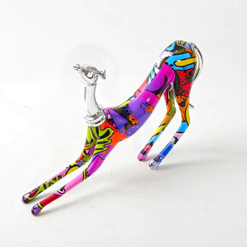 Hom & Ember – Greyhound Graffiti Painted Statue for a Contemporary Art Touch - Hom & Ember