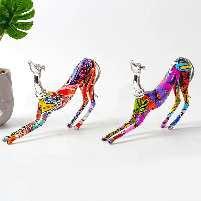 Hom & Ember – Greyhound Graffiti Painted Statue for a Contemporary Art Touch - Hom & Ember