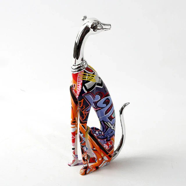 Hom & Ember – Greyhound Graffiti Painted Statue for a Contemporary Art Touch - Hom & Ember
