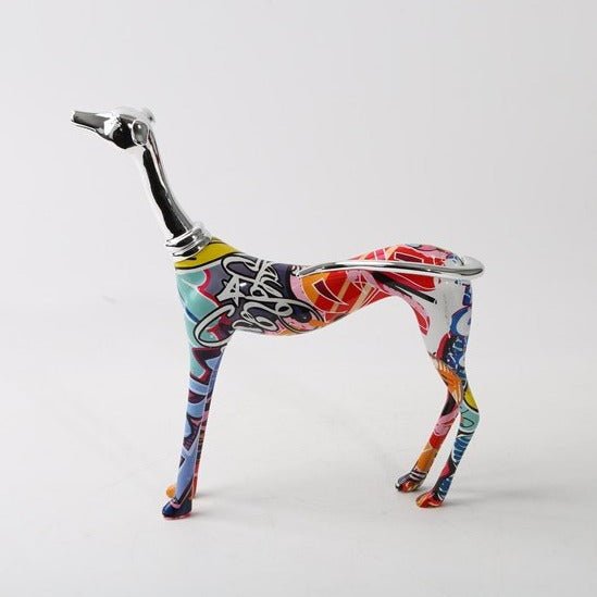 Hom & Ember – Greyhound Graffiti Painted Statue for a Contemporary Art Touch - Hom & Ember