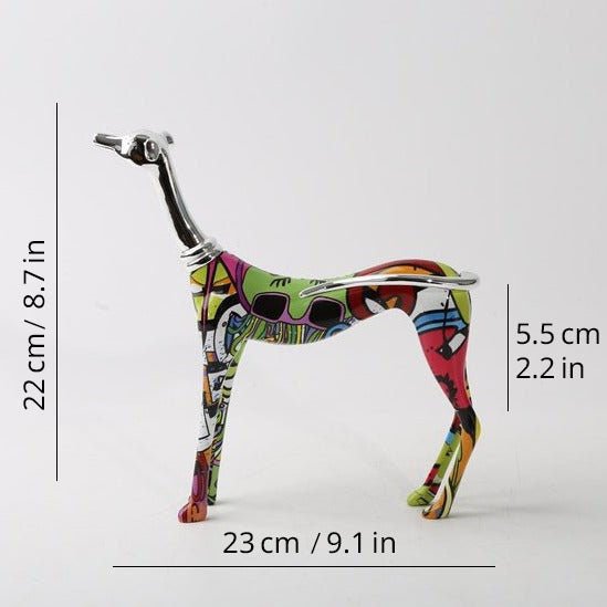 Hom & Ember – Greyhound Graffiti Painted Statue for a Contemporary Art Touch - Hom & Ember