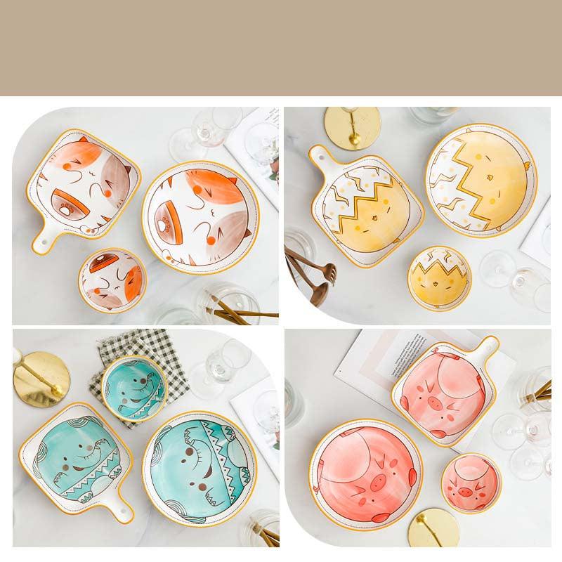 Hom & Ember – Hand - Painted Animal Cartoon Ceramic Plate for a Playful Touch - Hom & Ember