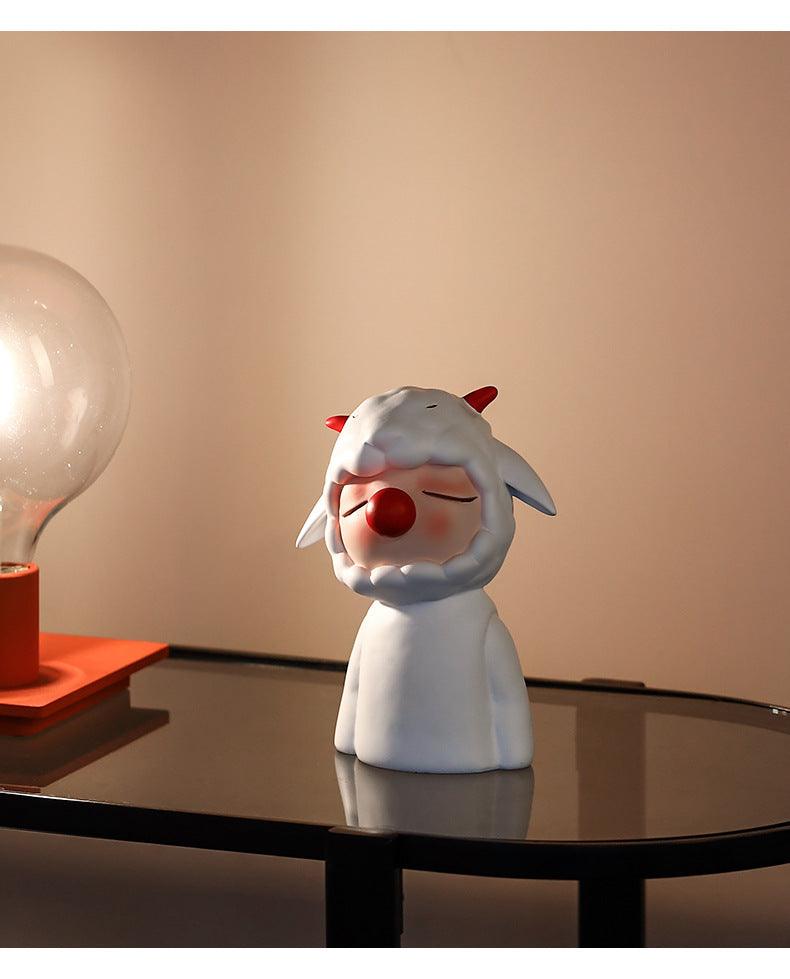 Hom & Ember – Hand - painted Cartoon Sheep Ornament for a Whimsical Touch - Hom & Ember