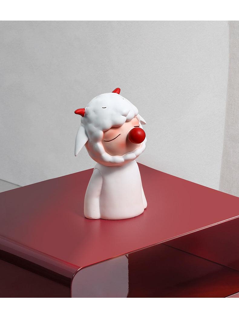 Hom & Ember – Hand - painted Cartoon Sheep Ornament for a Whimsical Touch - Hom & Ember