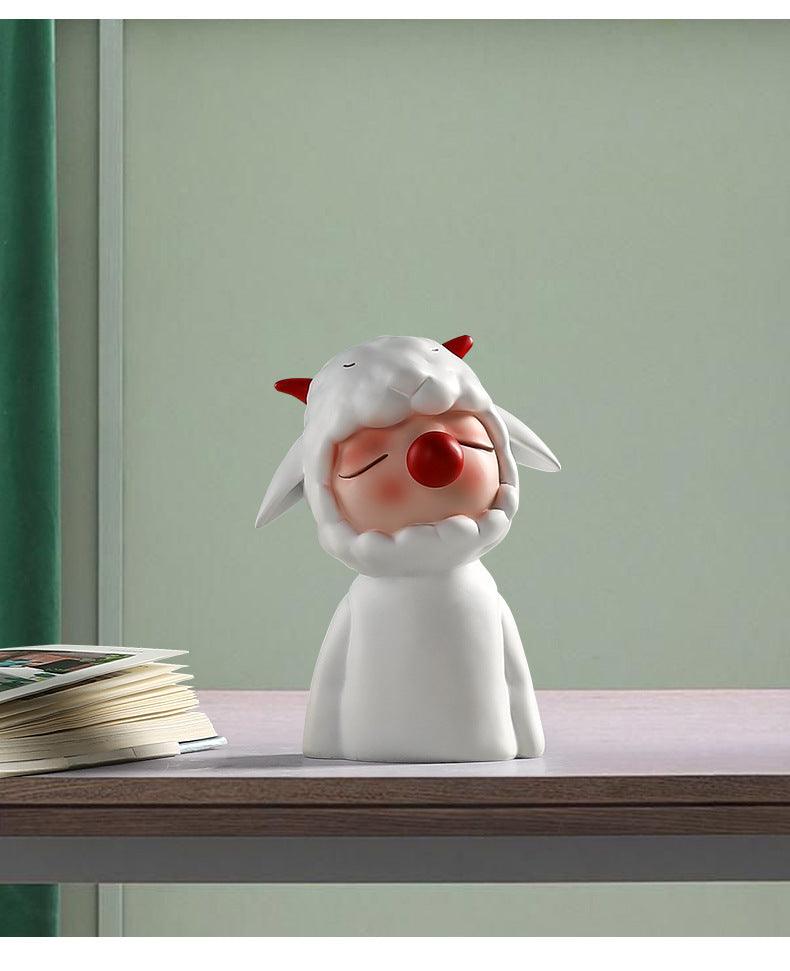 Hom & Ember – Hand - painted Cartoon Sheep Ornament for a Whimsical Touch - Hom & Ember