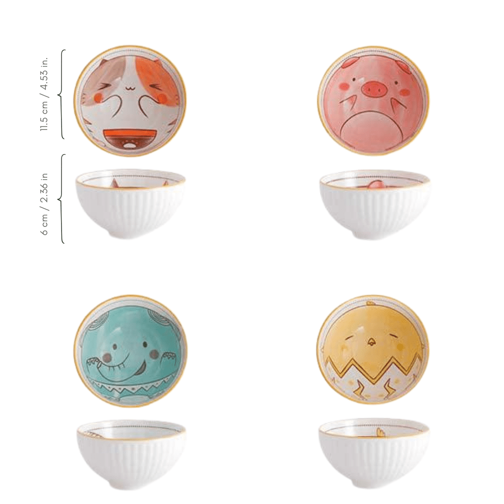 Hom & Ember – Hand - painted Ceramic Bowl with Animal Cartoon Design - Hom & Ember