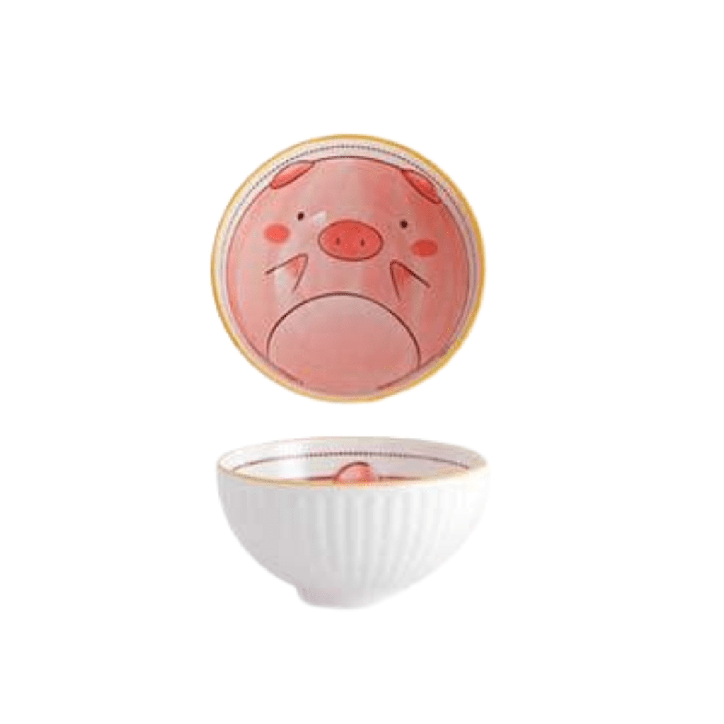 Hom & Ember – Hand - painted Ceramic Bowl with Animal Cartoon Design - Hom & Ember