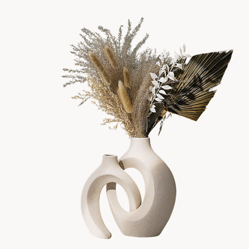 Hom & Ember – Hollow Ceramic Vase Pair - Hom & Ember