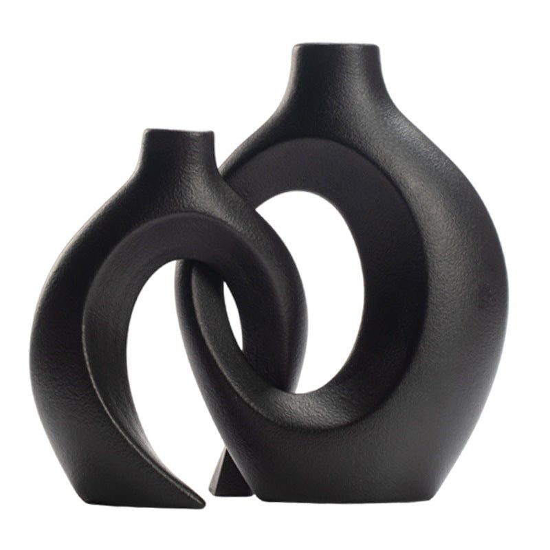 Hom & Ember – Hollow Ceramic Vase Pair - Hom & Ember