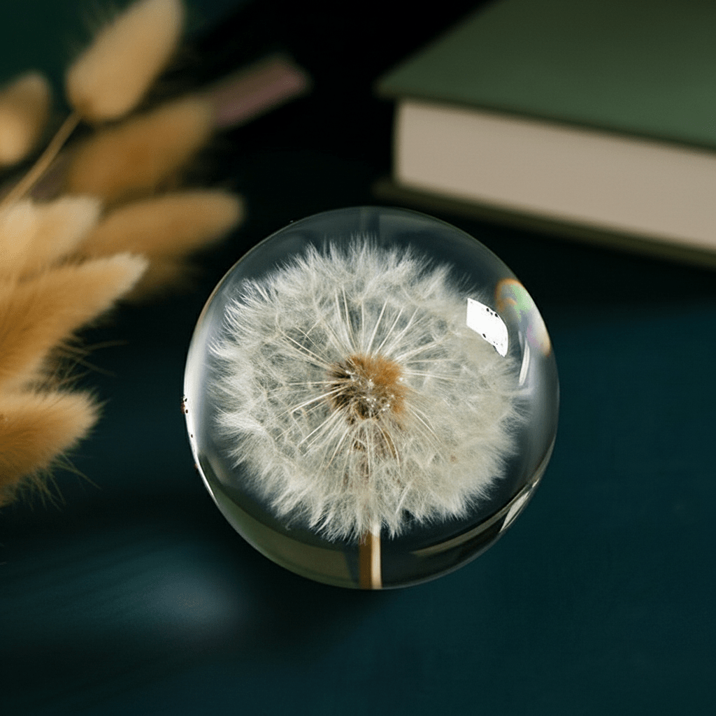 Hom & Ember – I See A Bright Future Dandelion Crystal Ball for a Touch of Whimsy - Hom & Ember