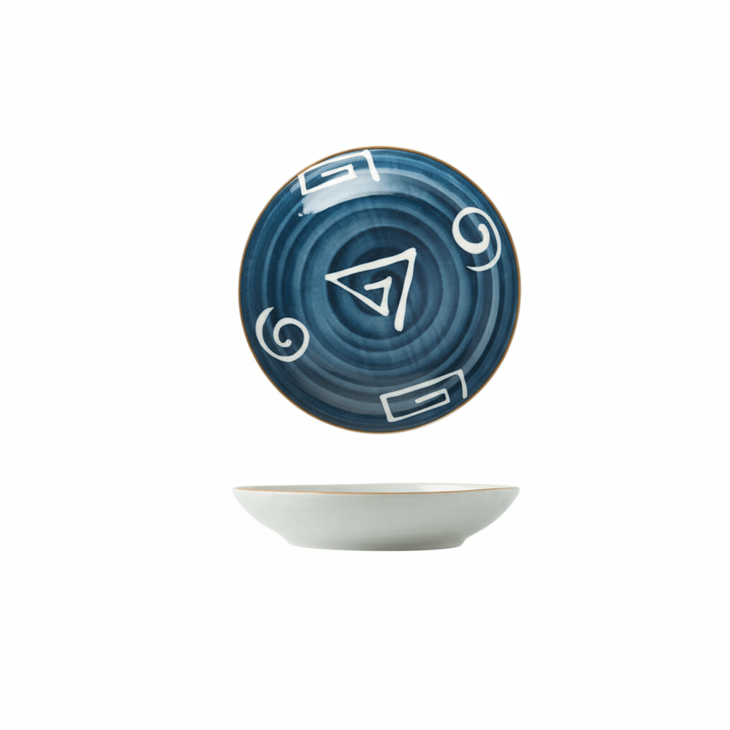 Hom & Ember – Intricate Patterned Ceramic Plate Set in Navy for a Stylish Dining Experience - Hom & Ember